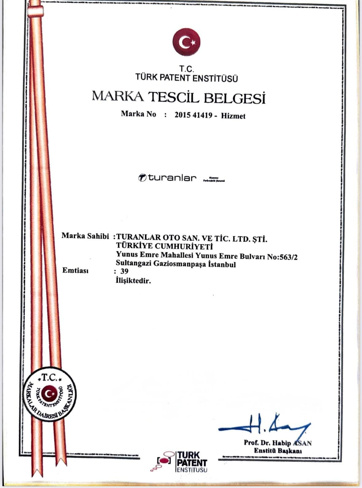 Marka Tescil Belgesi